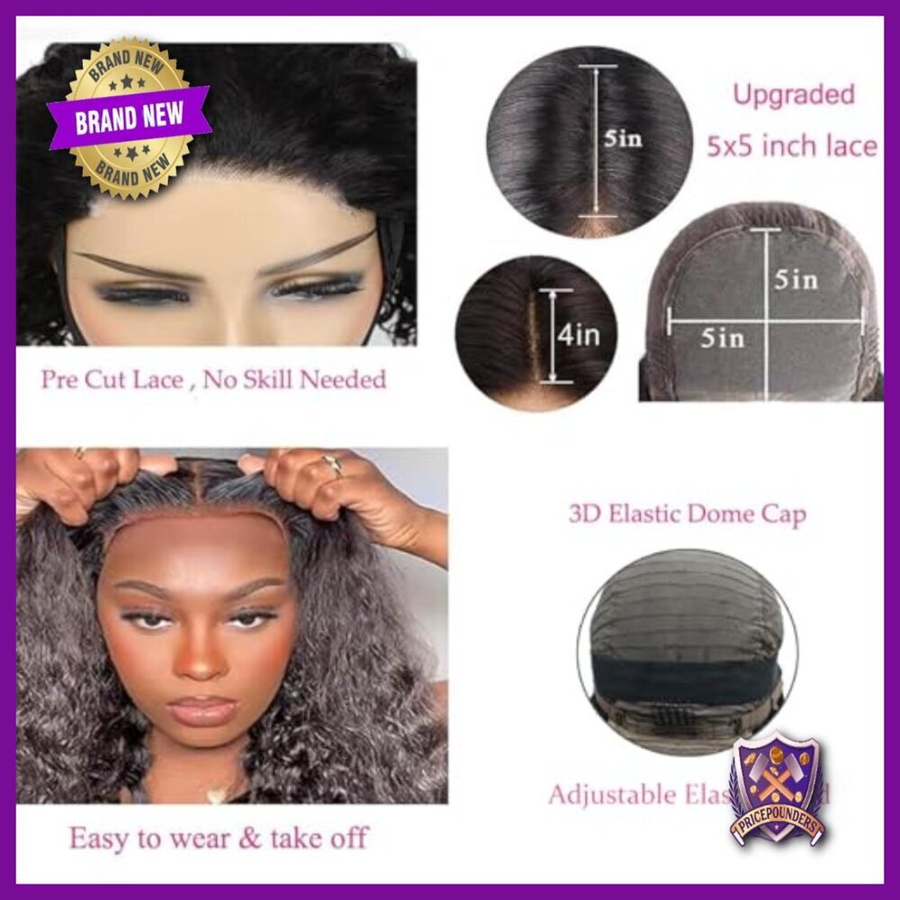 Glueless Human Hair Wig 22 Inch Deep Wave 5x5 HD Lace Closure - Picture 3 of 6